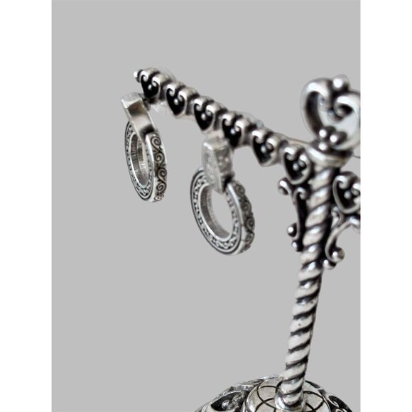 Beautiful Brighton Etched Open Circle Dangle Doorknocker earrings with post NWOT - Picture 2 of 6